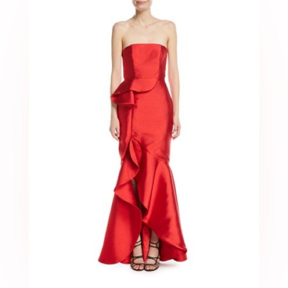 NWT Fame & Partners The Seller Red Strapless Bustier Evening Gown